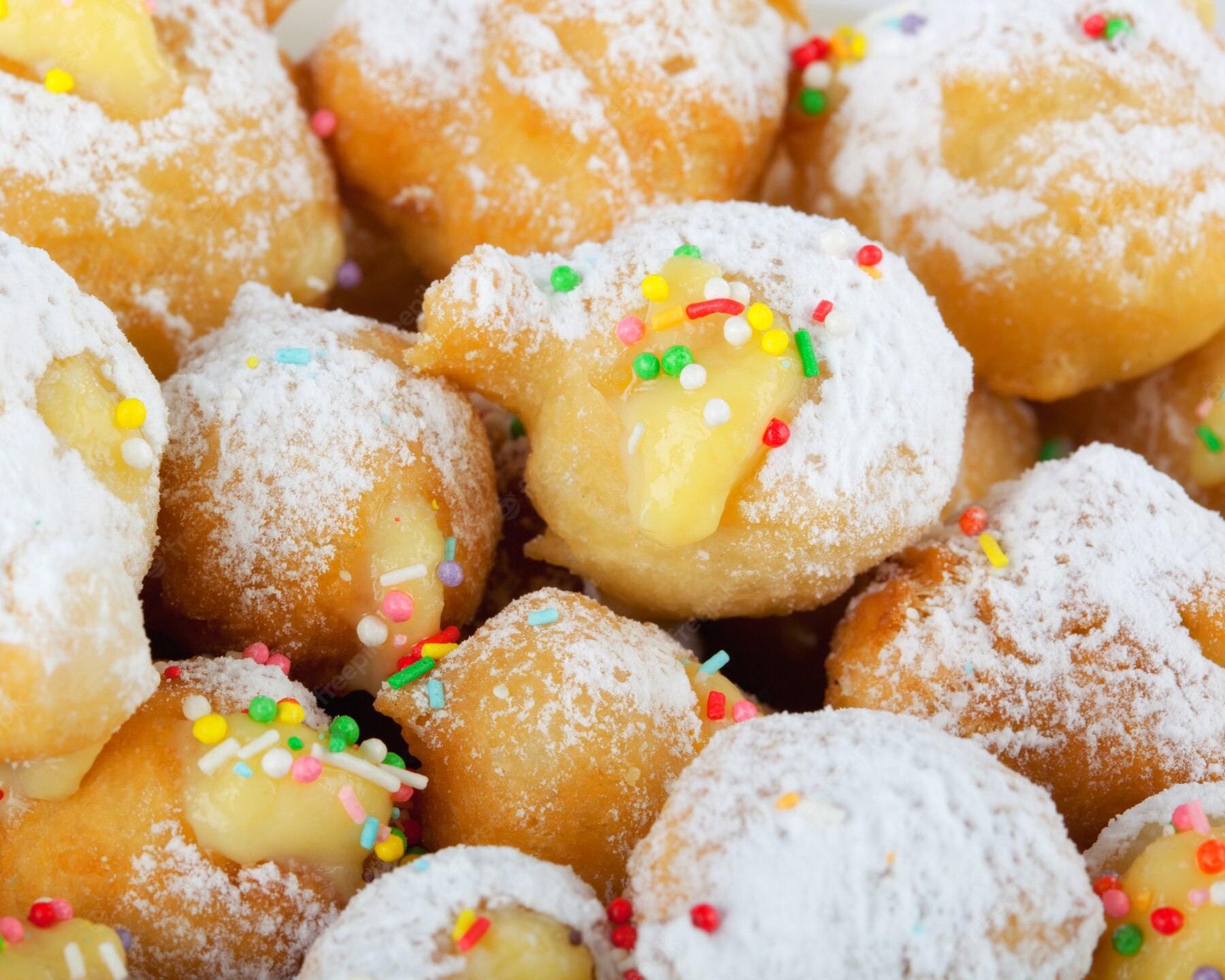 dolci tipici di Carnevale con zucchero a velo e ricotta
